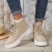 Women's Winter high top sneakers, Casual Lace Up Plush Lined Boots, Comfortable Side Zipper Short Boots Women's Winter high top sneakers, Casual Lace Up Plush Lined Boots, Comfortable Side Zipper Short Boots