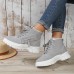Women's Winter high top sneakers, Casual Lace Up Plush Lined Boots, Comfortable Side Zipper Short Boots Women's Winter high top sneakers, Casual Lace Up Plush Lined Boots, Comfortable Side Zipper Short Boots