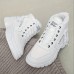 Women's Plush Lined Sneakers, Winter Warm Lace Up High Top Ankle Boots, Thermal Outdoor Shoes Women's Plush Lined Sneakers, Winter Warm Lace Up High Top Ankle Boots, Thermal Outdoor Shoes