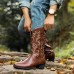 Men's Vintage Cowboy Boots, Windproof Non-slip High-top Slip On Shoes For Outdoor Men's Vintage Cowboy Boots, Windproof Non-slip High-top Slip On Shoes For Outdoor
