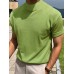 Solid Color Men's Short Sleeve Turtleneck Stretch Comfy T-shirt, Summer Streetwear Solid Color Men's Short Sleeve Turtleneck Stretch Comfy T-shirt, Summer Streetwear