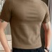 Men's Shirred Solid Color Slim Fit Casual Short Sleeve Tee, Men's Clothing Men's Shirred Solid Color Slim Fit Casual Short Sleeve Tee, Men's Clothing