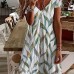 Leaves Print V Neck Dress, Vacation Short Sleeve Random Printing Dress, Women's Clothing Leaves Print V Neck Dress, Vacation Short Sleeve Random Printing Dress, Women's Clothing