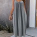 Solid Pockets Loose Spaghetti Dress, Versatile Maxi Cami Dress For Summer, Women's Clothing Solid Pockets Loose Spaghetti Dress, Versatile Maxi Cami Dress For Summer, Women's Clothing