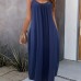 Solid Pockets Loose Spaghetti Dress, Versatile Maxi Cami Dress For Summer, Women's Clothing Solid Pockets Loose Spaghetti Dress, Versatile Maxi Cami Dress For Summer, Women's Clothing